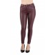 Pantaloni Dama Imitatie Piele Grena Vatuiti Bella